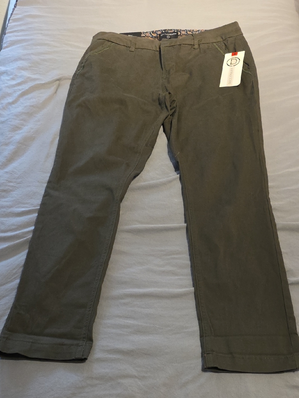 Dictionary Olive Green Chinos NWT
